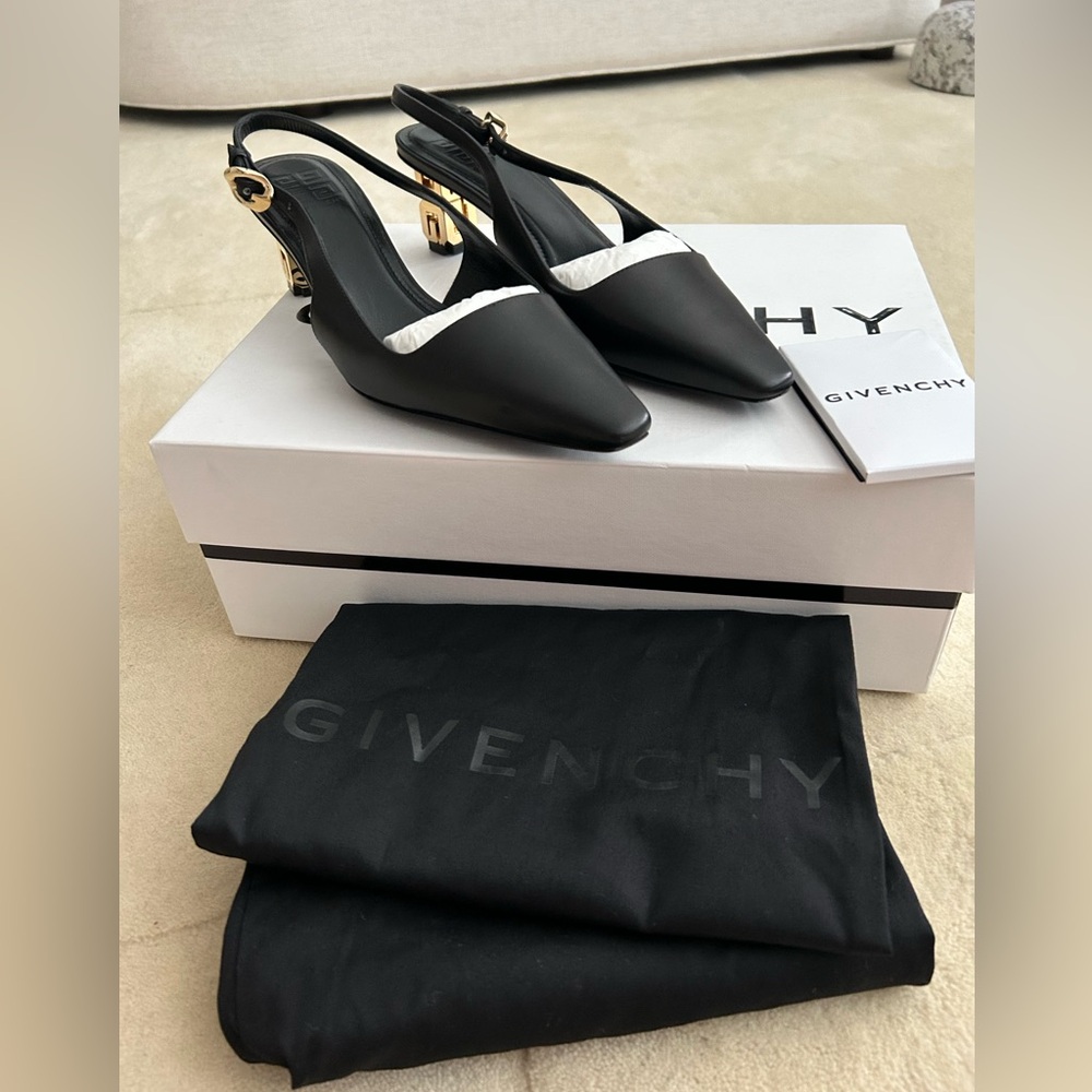 GIVENCHY | Black G Cube Slingback Heels - Picture 5 of 13